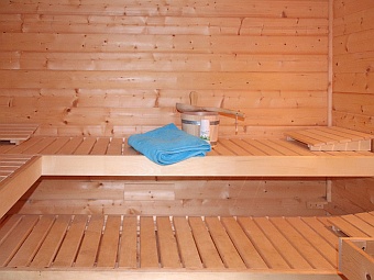 Ein Blick ins Sauna-Häuschen